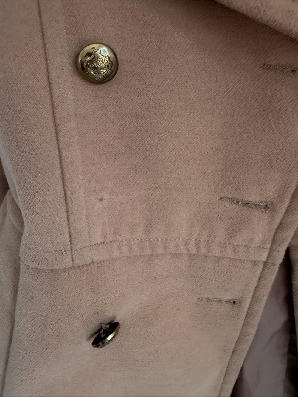 Women's Camel Wool-Blend Peacoat - Picture 4 of 6